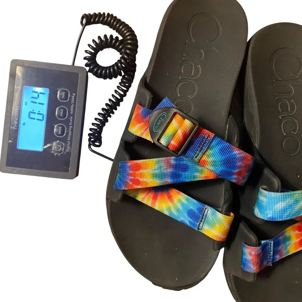 Chaco Chillos Slide Sandals Men 11 Black Rainbow Tie‎ Dye Adjustable Straps EVA